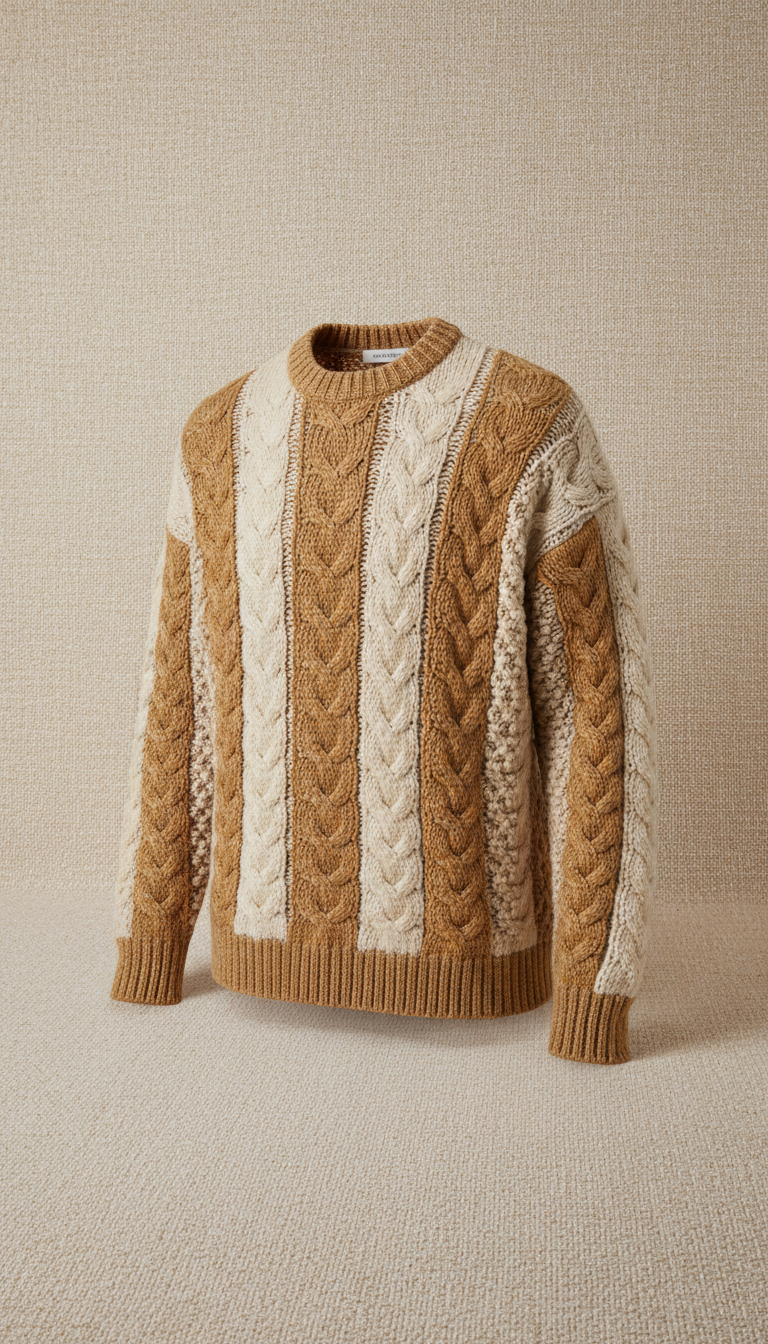 Zopfmusterpullover aus Merinowolle