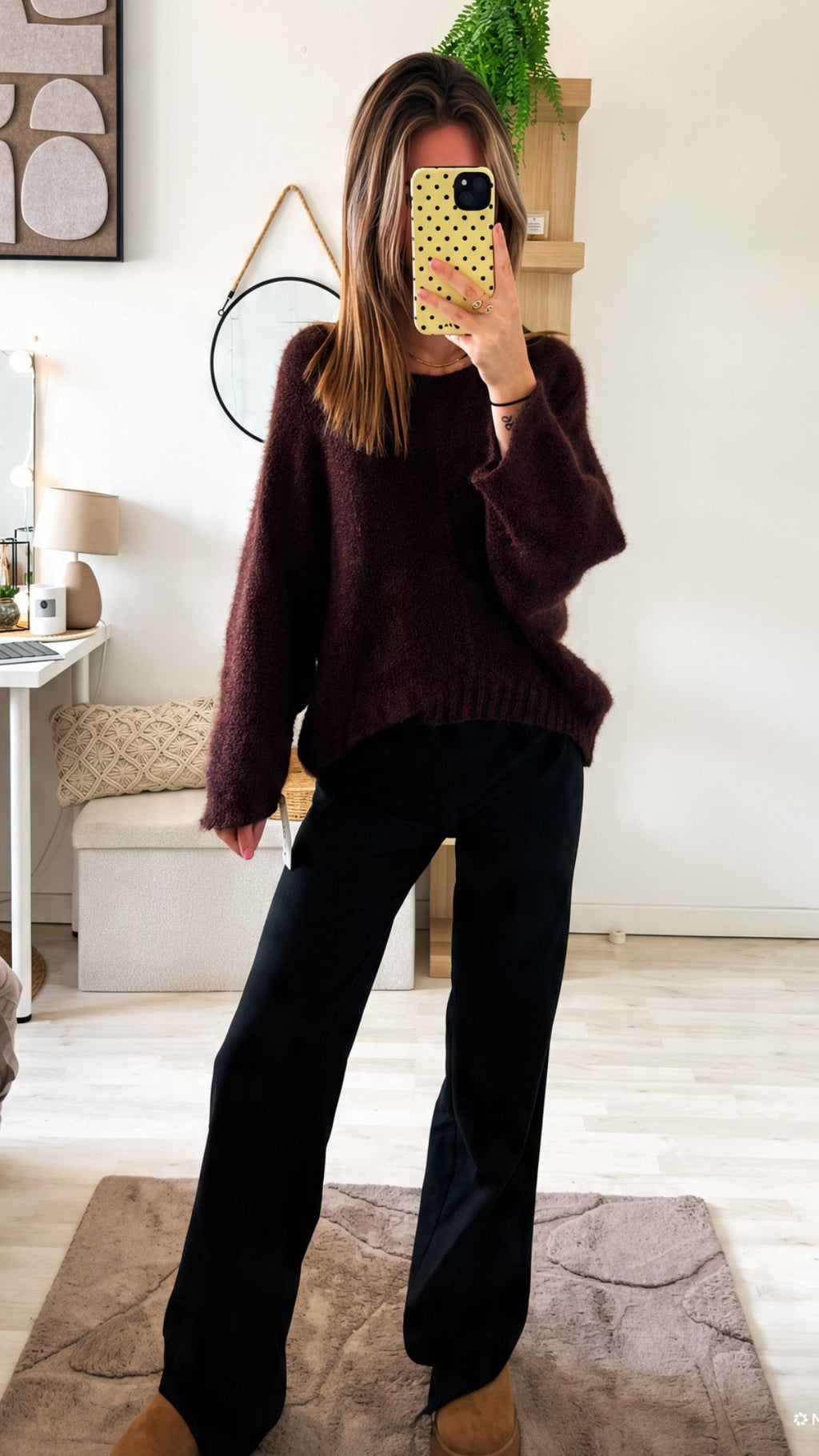 Pull maille marron