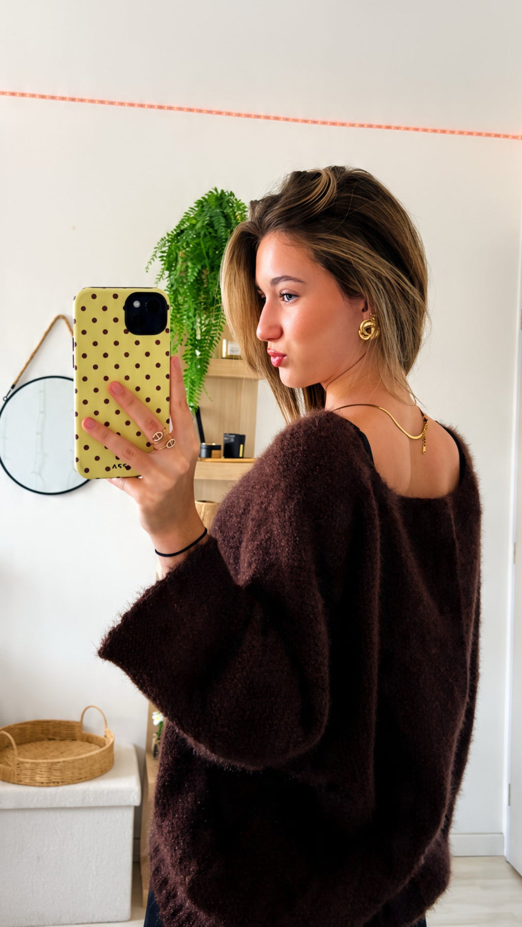 Pull maille marron