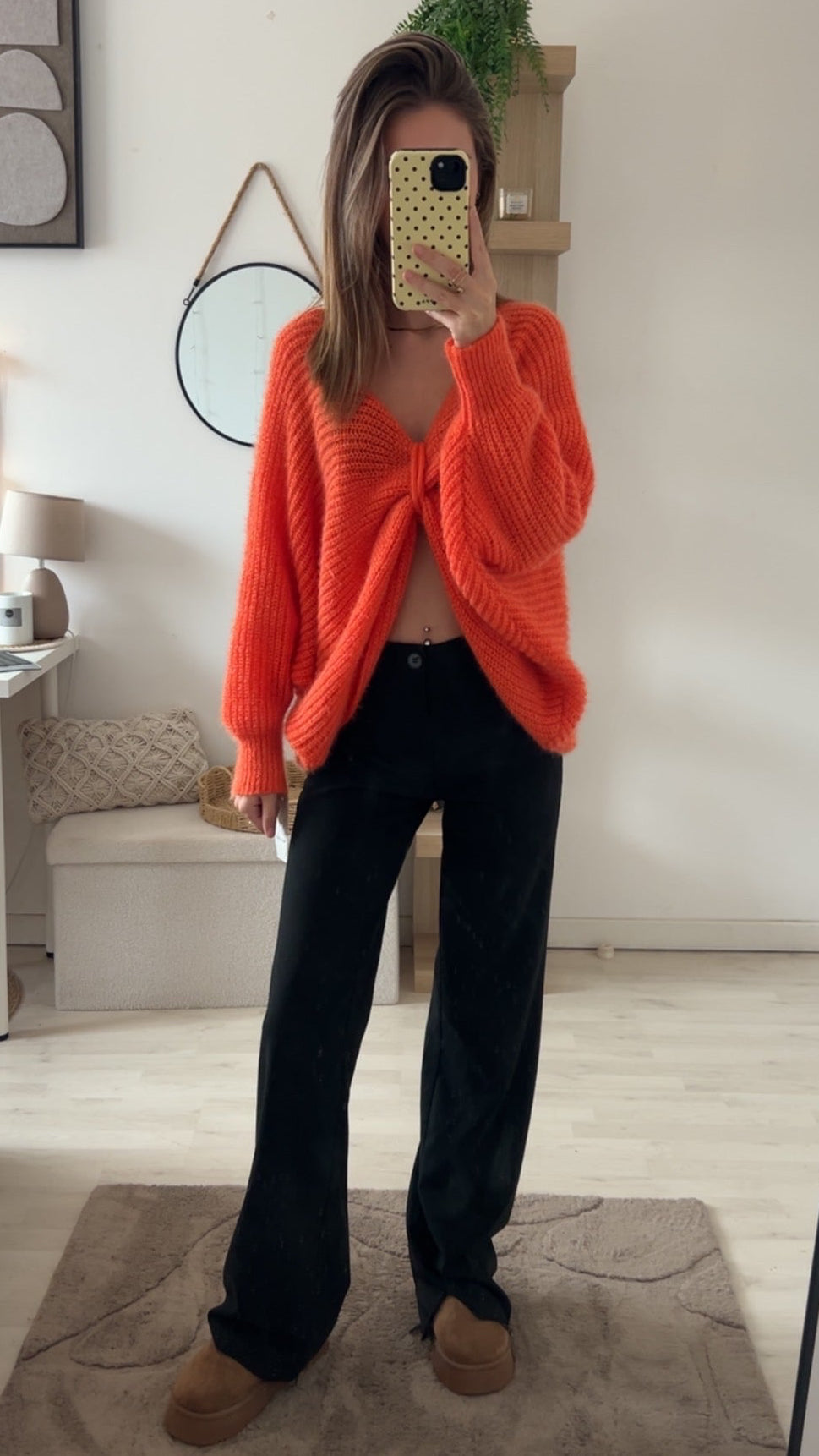 Pull maille orange