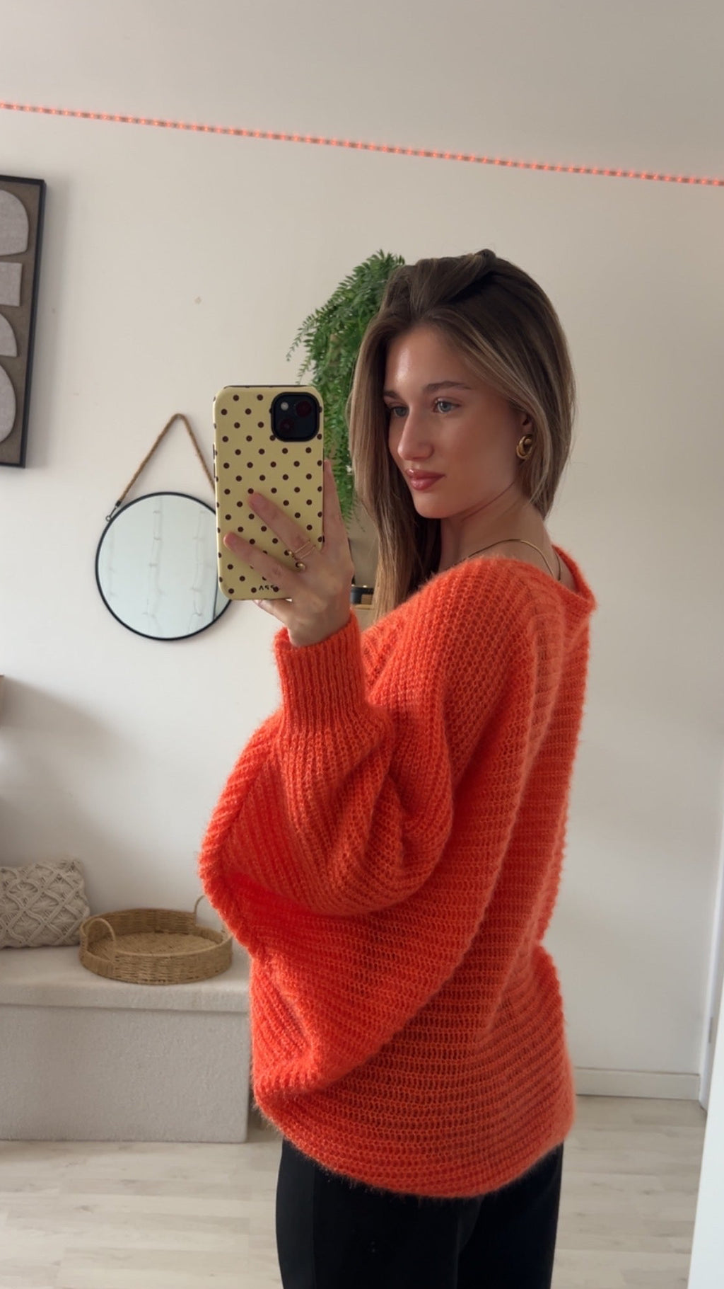 Pull maille orange