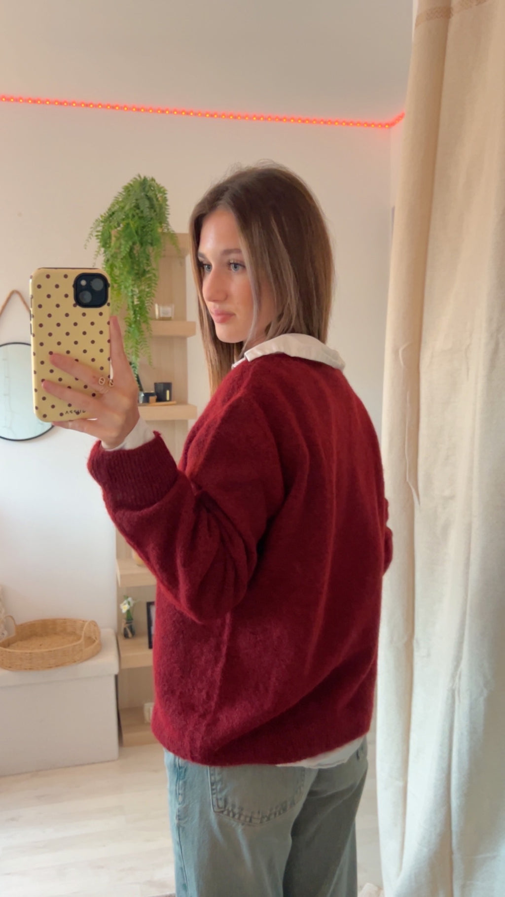 Pull à col V rouge bordeaux ❤️